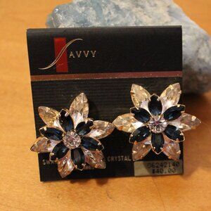 Vintage Savvy Swarovski Full Lead Crystal Clip Earrings